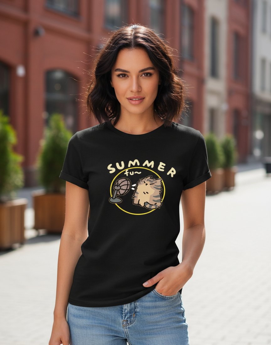 Women's T-Shirt – Short Sleeve Crew Neck Casual Tee in Black Printed Graphic T-Shirt (Copy)