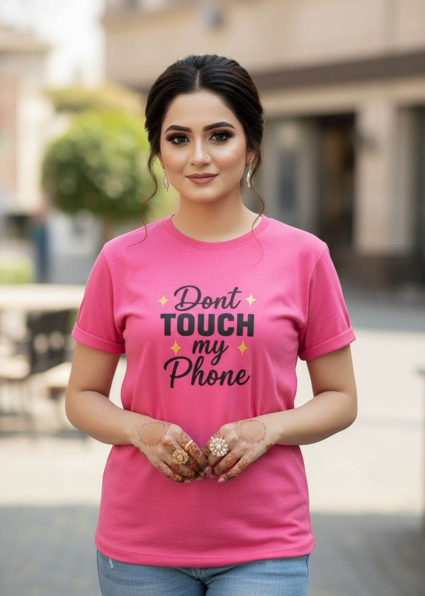 Women's T-Shirt – Short Sleeve Crew Neck Casual Tee in Pink Printed Graphic T-Shirt