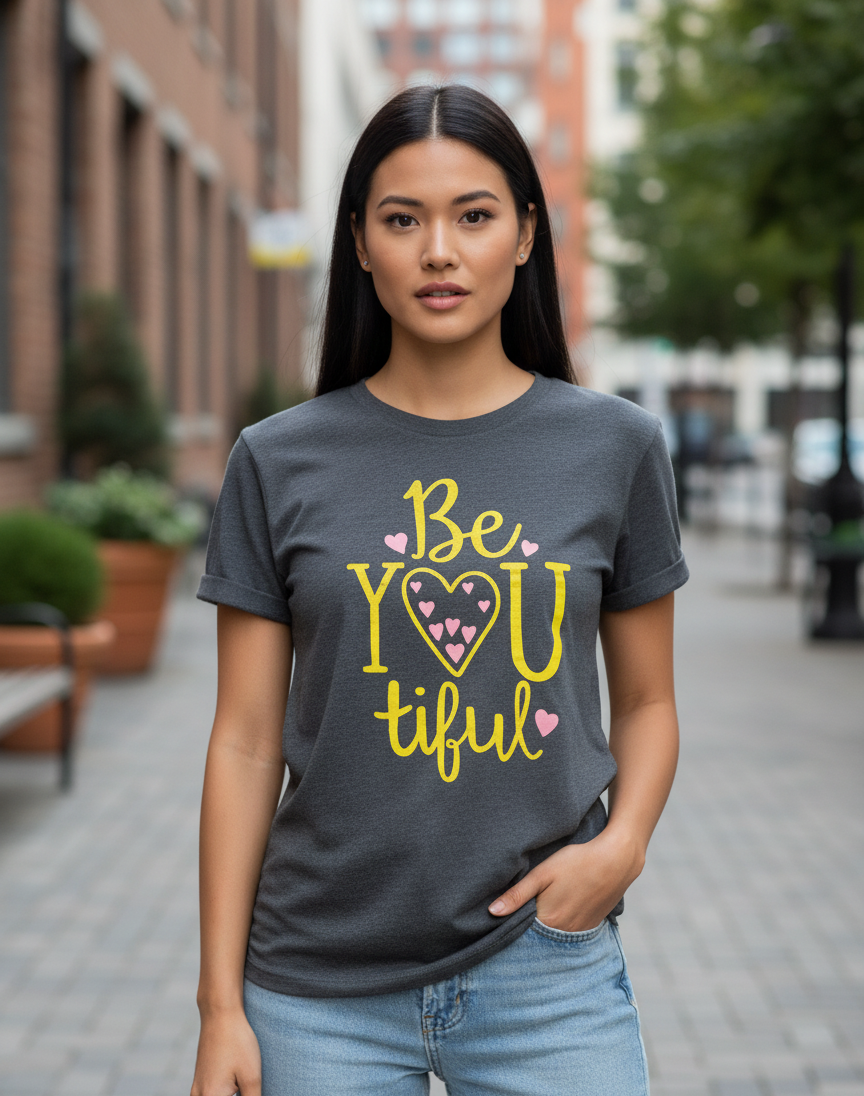 Women's T-Shirt – Short Sleeve Crew Neck Casual Tee in GreyPrinted Graphic T-Shirt