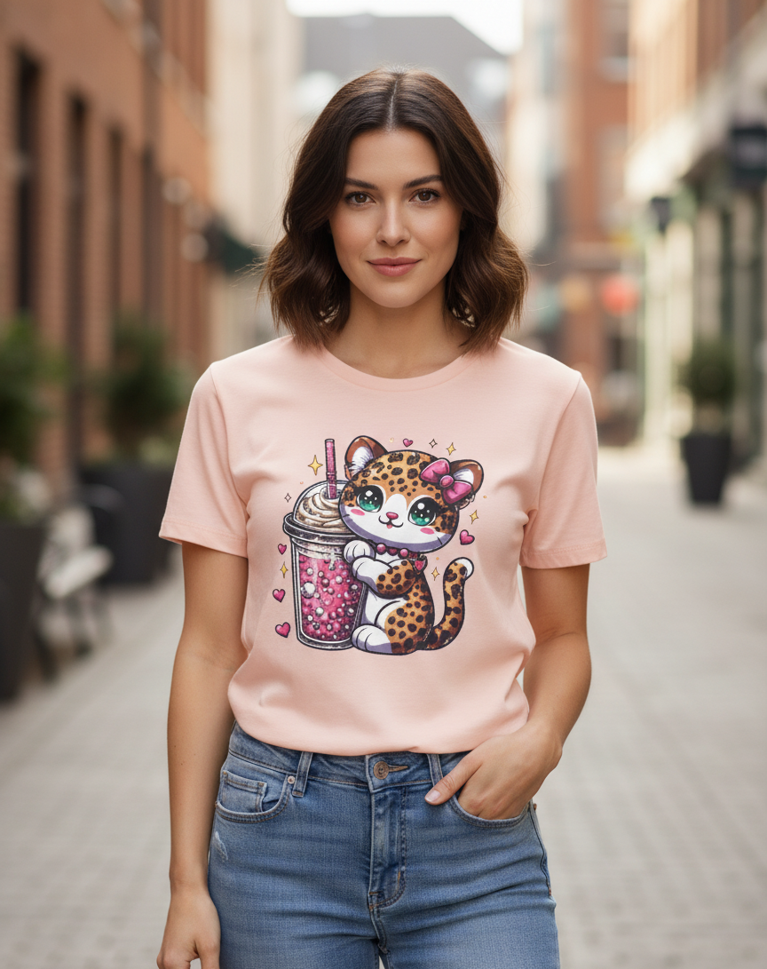 Women's T-Shirt – Short Sleeve Crew Neck Casual Tee in Baby Pink  Printed Graphic T-Shirt