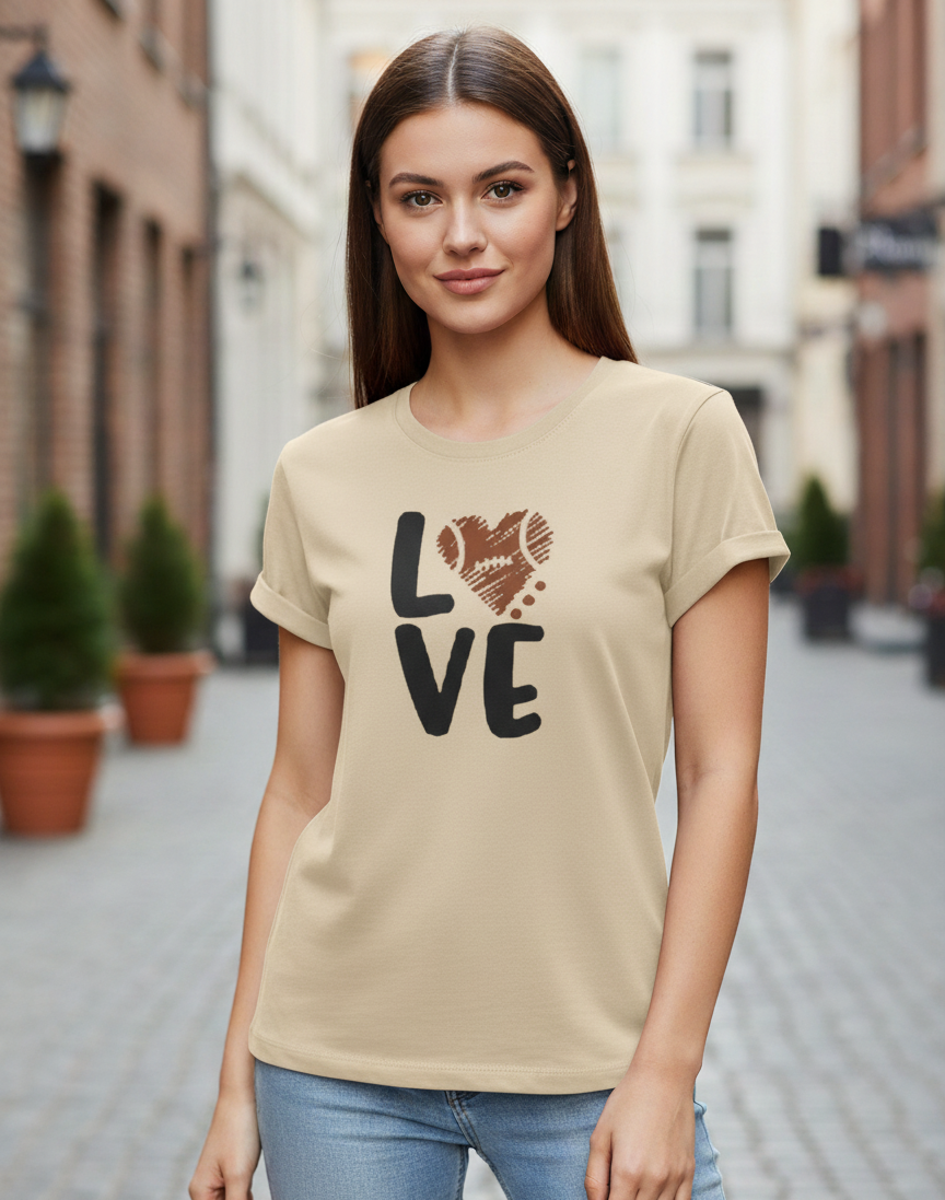 Women's T-Shirt – Short Sleeve Crew Neck Casual Tee in Beige Printed Graphic T-Shirt