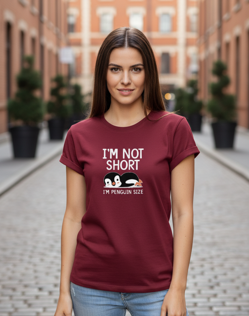 Women's T-Shirt – Short Sleeve Crew Neck Casual Tee in Maroon Printed Graphic T-Shirt