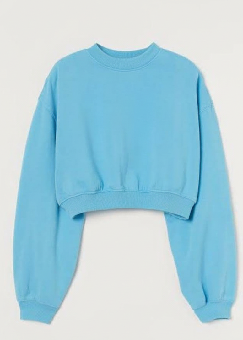 Women's Casual Crew Neck Sweatshirt Soft & Loose Fit Pullover In Light Blue Color