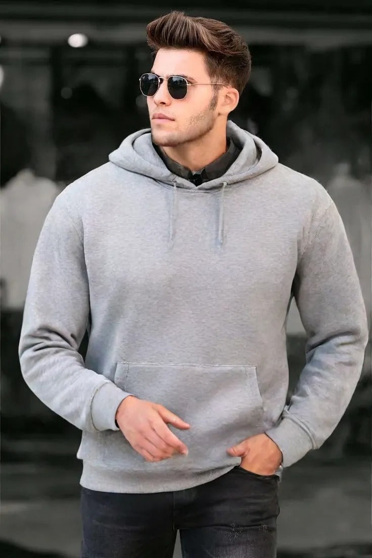 Mens Hoodie Pullover Long Sleeve Casual Fashion Sweatshirts Drawstring Gym Hooded Shirt with kangaroo Pocket