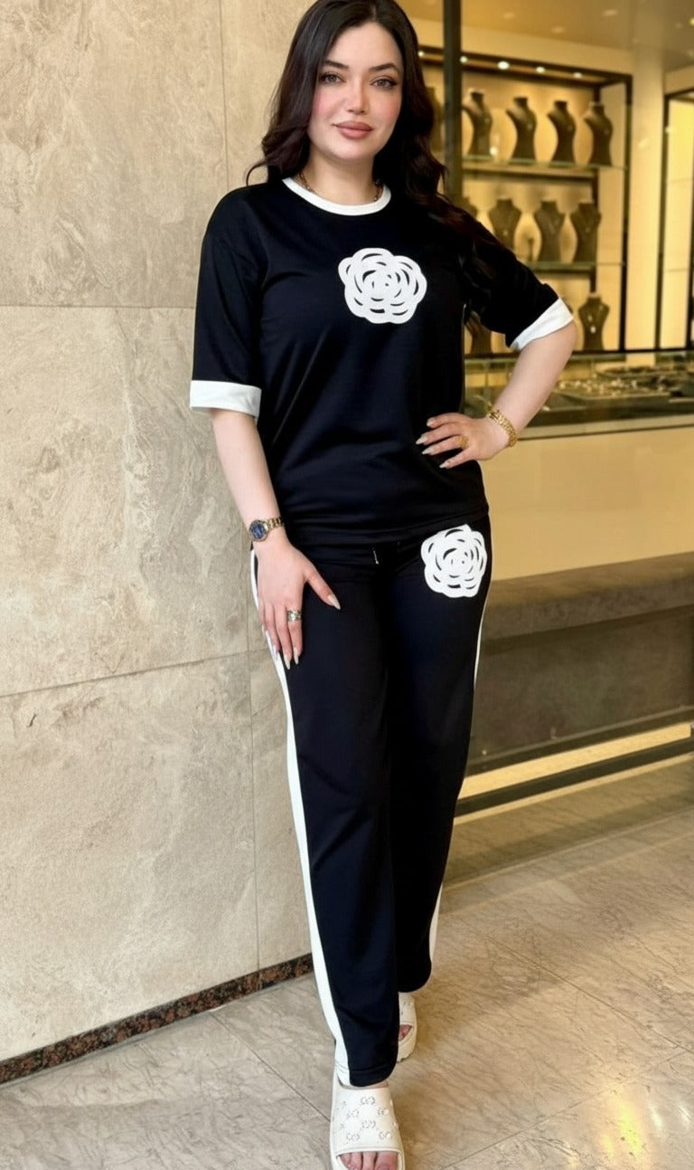 Women's Pajamas Set Short Sleeve Crewneck Shirt Top With Long Pants Sleepwear