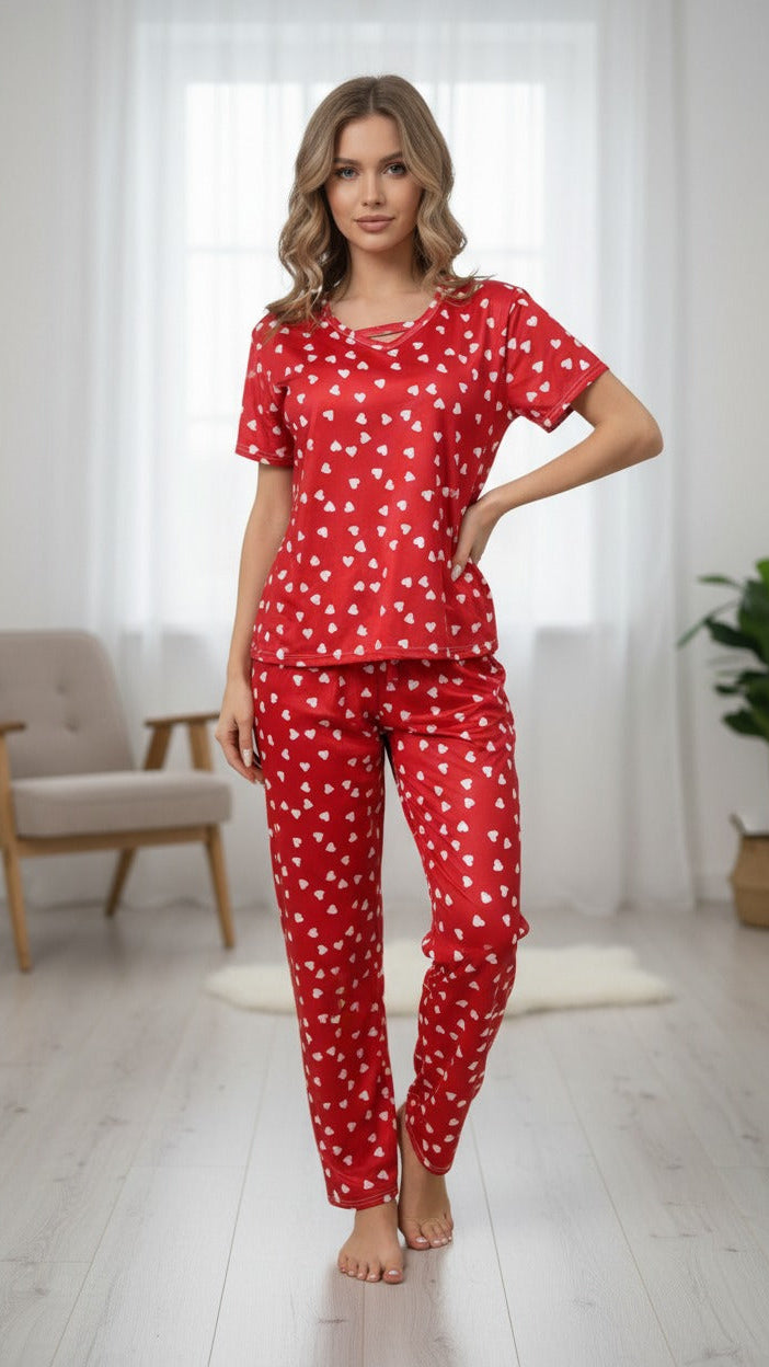 Women's Pajamas Set Short Sleeve Crewneck Shirt Top With Long Pants Sleepwear